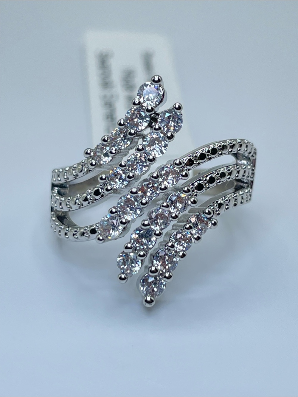 Swarovski Crystal Elements White Swarovski Crystal Art Deco Ring Sz 6